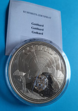 Schweiz - Gotthard + Schnellzug - 54g Medaille - vergoldet mit Echtsteinen