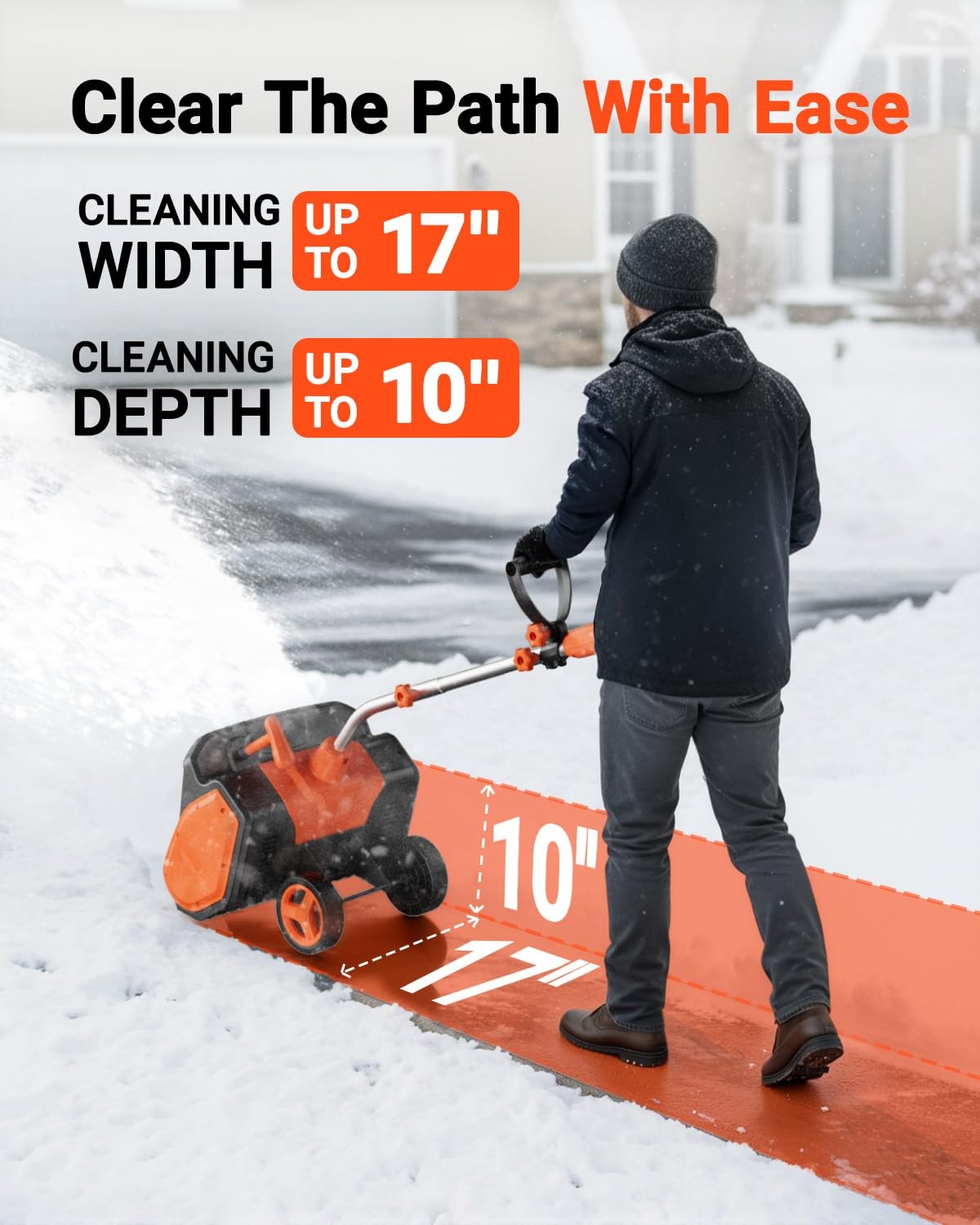 VOLTASK 17-Inch Corded Snow Blower 12 Amp Electric Snow Blower with Direction...