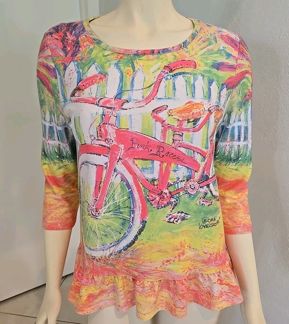 Leoma Lovegrove Pink Tandem Bike Ruffle Hem Pastel Cottage A