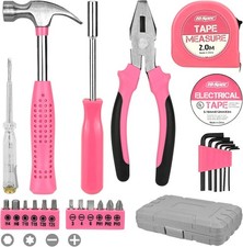 24 PCS Pink Tool Kit for Women Ladies, Household DIY Tool Kit, Mini Tool Box Set