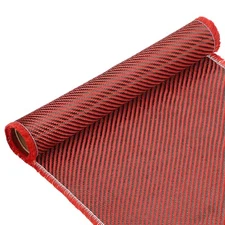Carbon Fiber Fabric 4.9ft x 11.8" Sheet Roll 2x2 Twill Weave 3K 220g Black/Red