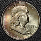 1957 Franklin Half Dollar, Very Choice BU, Beautiful Toning