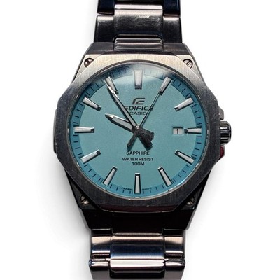CASIO EDIFICE EFR-S108D Ice Blue Dial Quartz Sapphire Octagon Slim Mens Watch