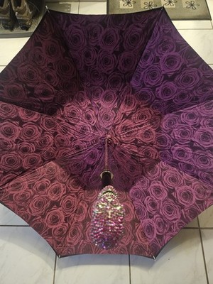 ORIGINAL Pasotti Regenschirm Skull Fuchsia Swarowski Schwarz
