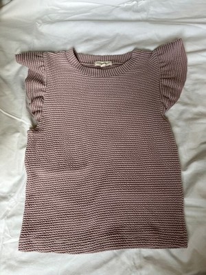 Moa Moa Mauve Textured Knit Top with Ruffle Sleeves, Size Small