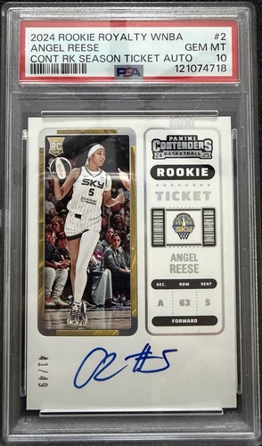 2024 Contenders Rookie Ticket Auto /49 Rookie Royalty WNBA Angel Reese PSA 10
