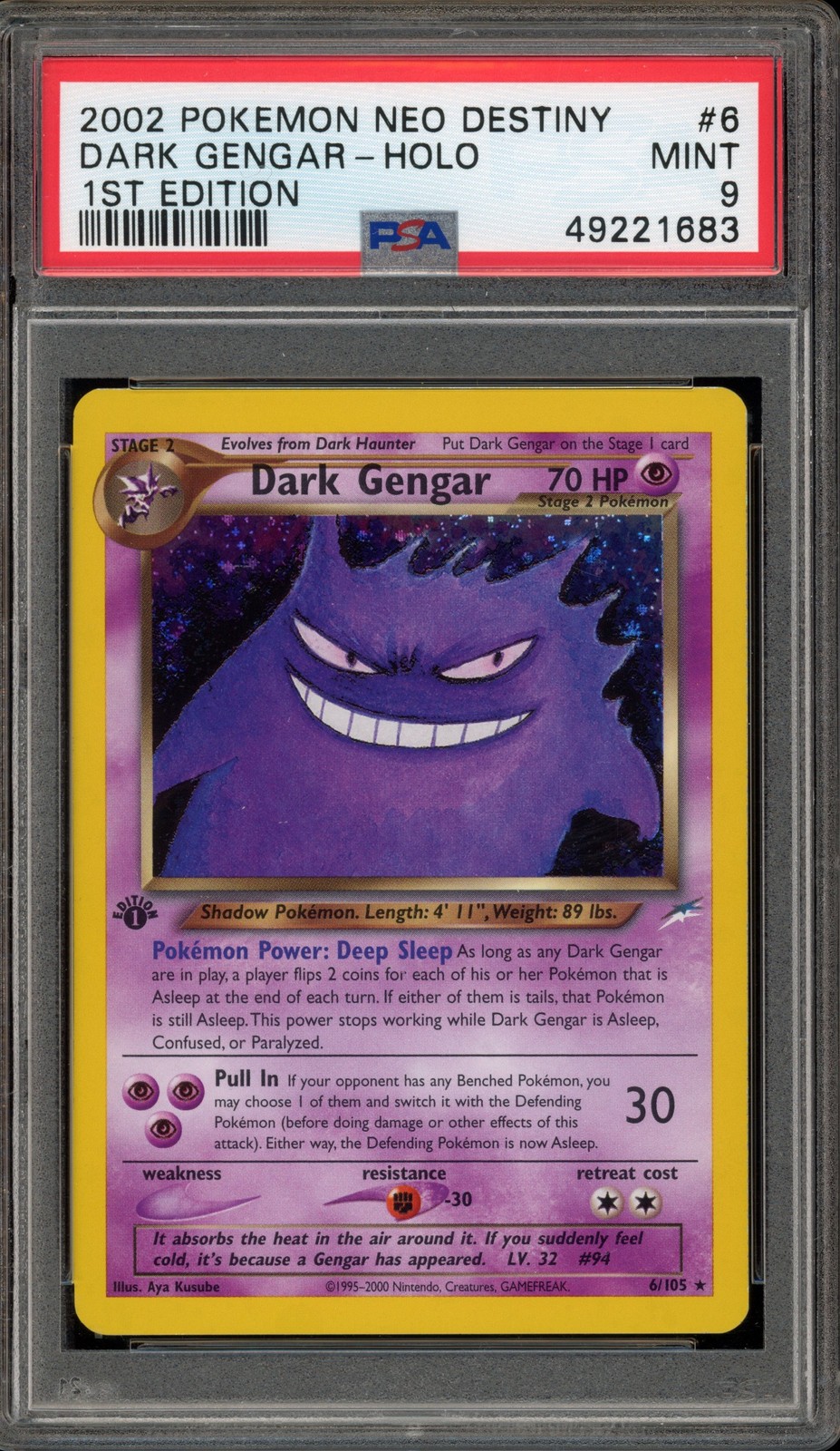 Pokemon Dark Gengar Neo Destiny 1st Edition Holo Rare #6 PSA 9 Mint