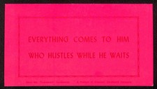 Proverb Chicago Cardboard Co. Salesman Sample Card c1955 "Hustles"