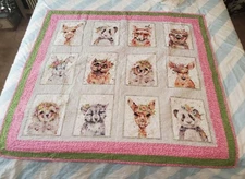 Little Darlings Woodland Baby Animal & Floral Quilt - Handmade 47" x 42" Pink