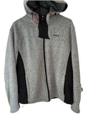 Reebok Mens Momentum Full Zip Tech Knit Hoodie- Grey - Size M