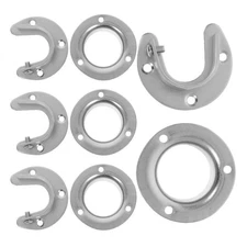 4 Sets Stainless Steel Closet Rod Flange Holder Pipe Brackets for Wardrobe