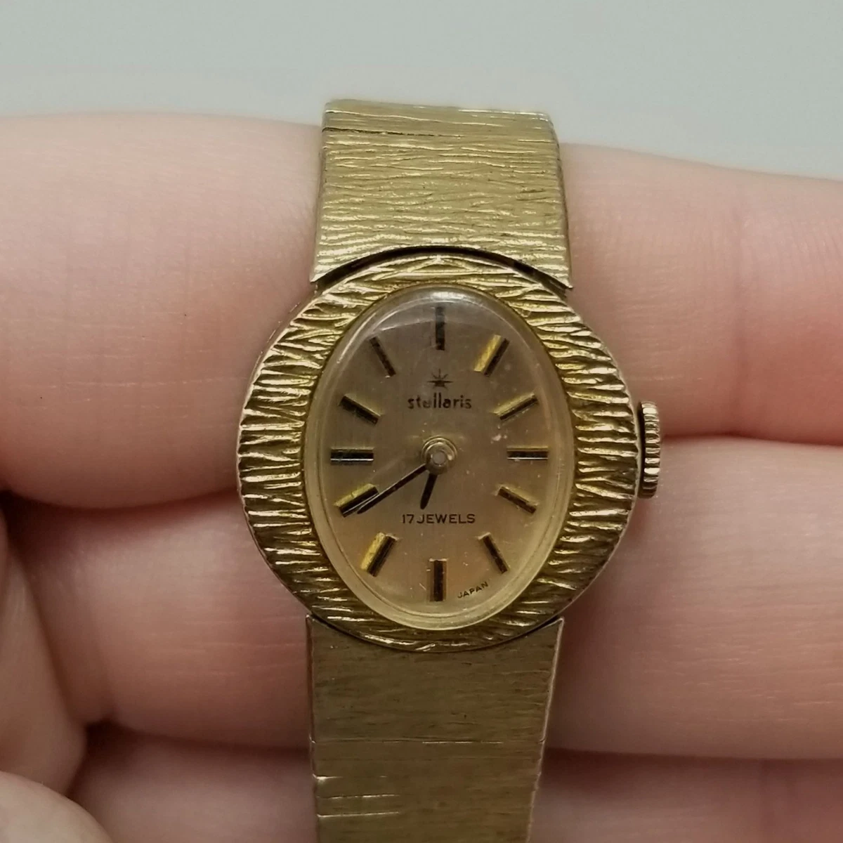Vintage Stellaris 17 Jewels Swiss Made Womens Gold Tone Oval Wind Up Dress Watch Stellaris 17 Jewels Wristwatches for sale | eBay main image 4