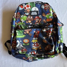 Nintendo Kids Super Mario Video Game Backpack Yoshi 17" School Gamers Bag  EUC