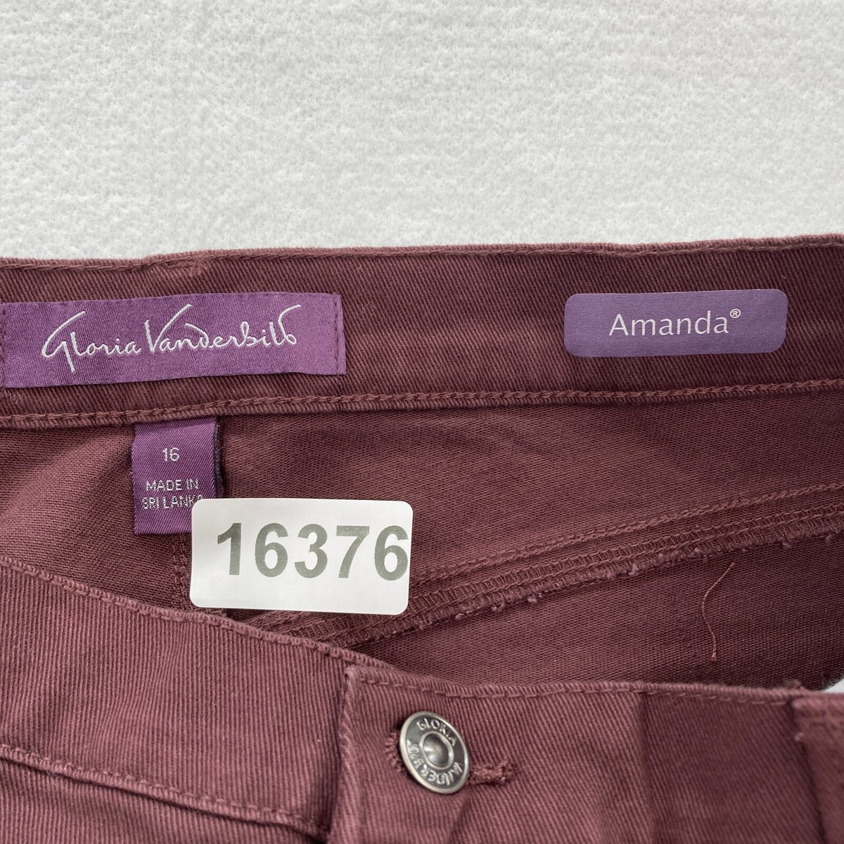 Gloria Vanderbilt Amanda Jean Women's 16 Red Stretch Denim Tapered