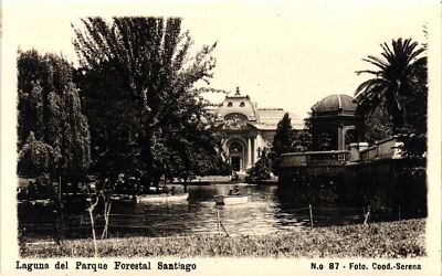 Vintage Postcard- Laguna del Parque Forestal Santiago.