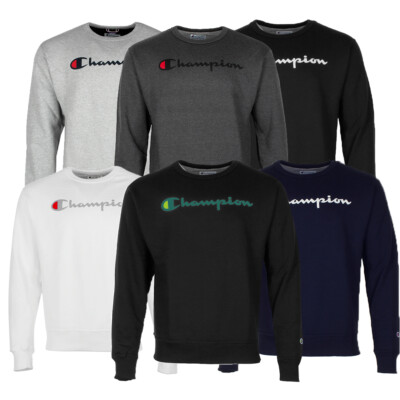 #ad #ad Champion Men#x27;s Fleece Sweatshirt Powerblend Long Sleeve Crew Neck Script Logo $30.19
