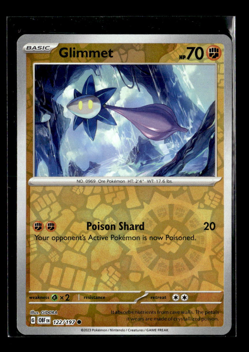 Pokemon Glimmet 122/197 Obsidian Flames Reverse Holo Common 3 Card Lot 