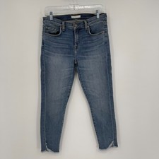 7 for All Mankind Womens Jeans Size 29 Ankle Skinny Cotton Blend Raw Hem Casual