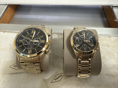 時計 FOSSIL His and Her watch Fossil His and Her Chronograph Gold Stainless Steel Case and