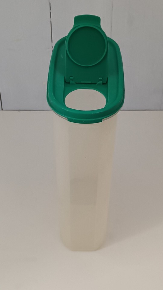 Pair of Tall Vintage " Tupperware " Green Cereal Plastic Storage