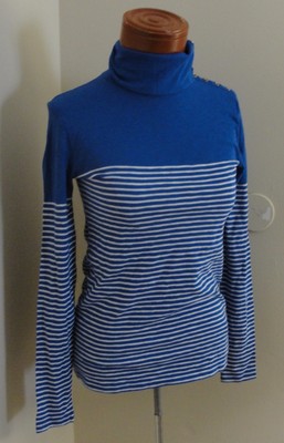 T-shirt Col Roulé Rayé J.Crew - XS - Bleu, Blanc, Or - Neuf Sans étiquettes