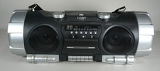 Coby CX-CD282 High Powered Woofer Boom Box CD Tape Player AM/FM Powered READ 
