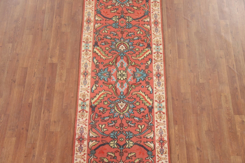 Heriz Serapi 8 ft. Runner Indian Oriental Rug Hand-knotted Wool 7' 11" x 2' 6" - Image 3 of 4
