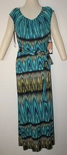 NINE WEST MATT JERSEY MAXI LONG DRESS MULTI-COLOR WOMEN Sz10