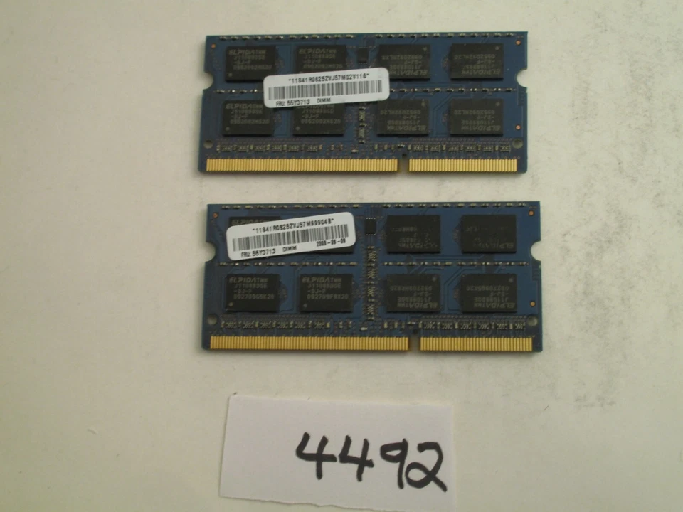 Elpida 2x2Gb=4Gb PC3-8500 1066Mhz DDR3 SO-DIMM Laptop Memory RAM (4492) - Image 2 of 2