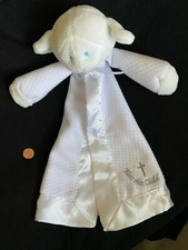 White LAMB Christening Baby Security Blanket Lovey BLESS THIS CHILD Mary Meyer