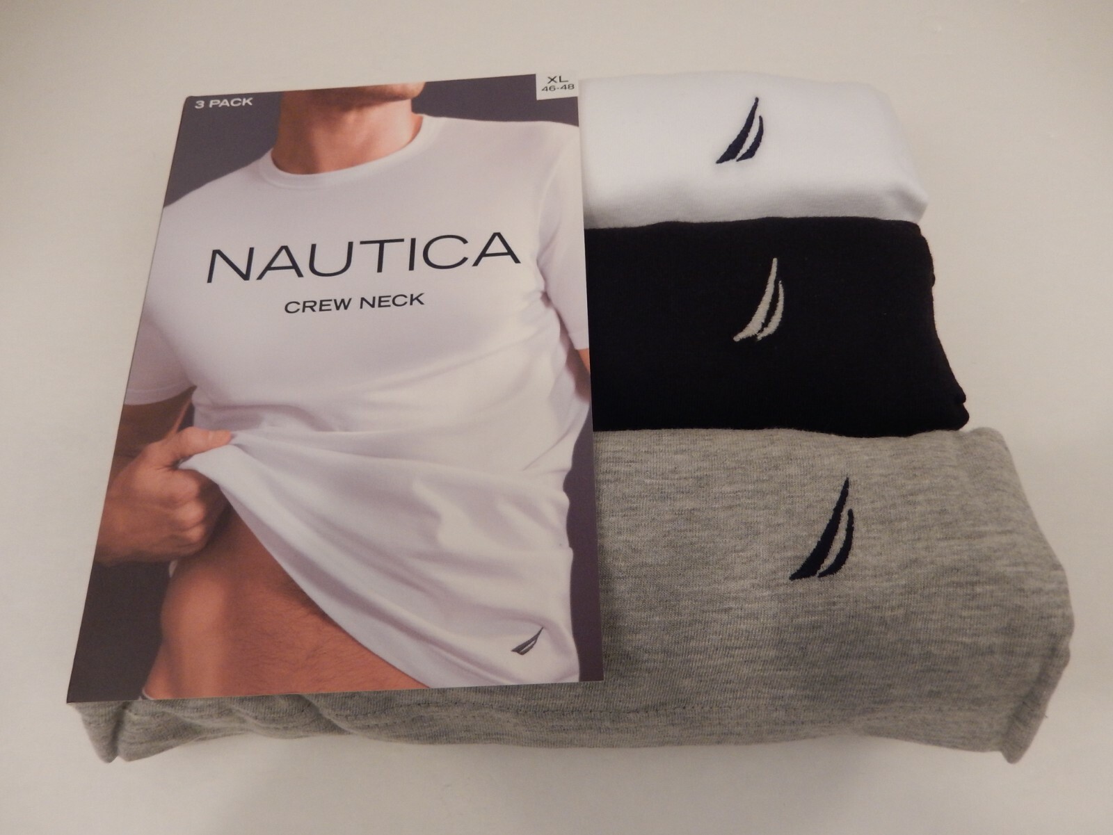 3 NAUTICA MENS COTTON BLUE GRAY WHITE CREW NECK S M L XL TSHIRTS