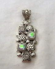 SARDA STERLING SILVER SHIMMERING MYSTIC TOPAZ ORNATE DOTS MEDALLIONS PENDANT