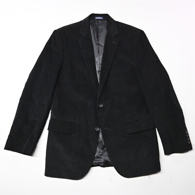 Stafford 40R Black Corduroy Classic Elbow Patch Mens Blazer Jacket Sport  Coat