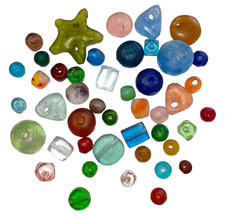 Beads - Recycled Glass, 33 Pcs, Asst, Singles, 8 to 20 MM, 2.5 MM Bead Holes