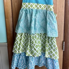 NEW kay dee designs apron “Dinner At  8!”- Ruffles Turquoise & Olive