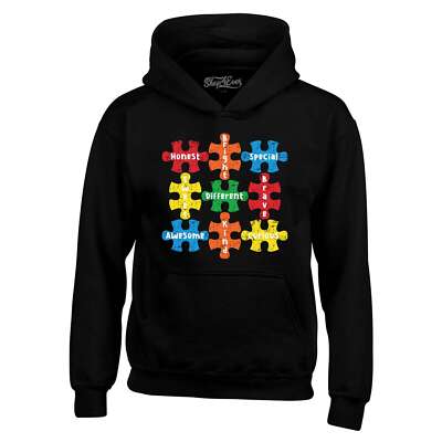 Autism Awareness Puzzle Pieces with Words Hoodies Autism Sweatshirts