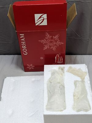 New Gorham 3 Piece Full Lead Crystal Nativity Scene Figurines Christmas Decor