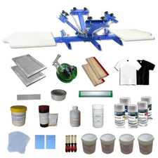 Hot Sale Adjustable 4Color 2Station Silk Screen Printing Press Kit DIY Materials