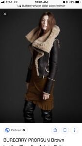 Brown Leather Shearling Fur Aviator 