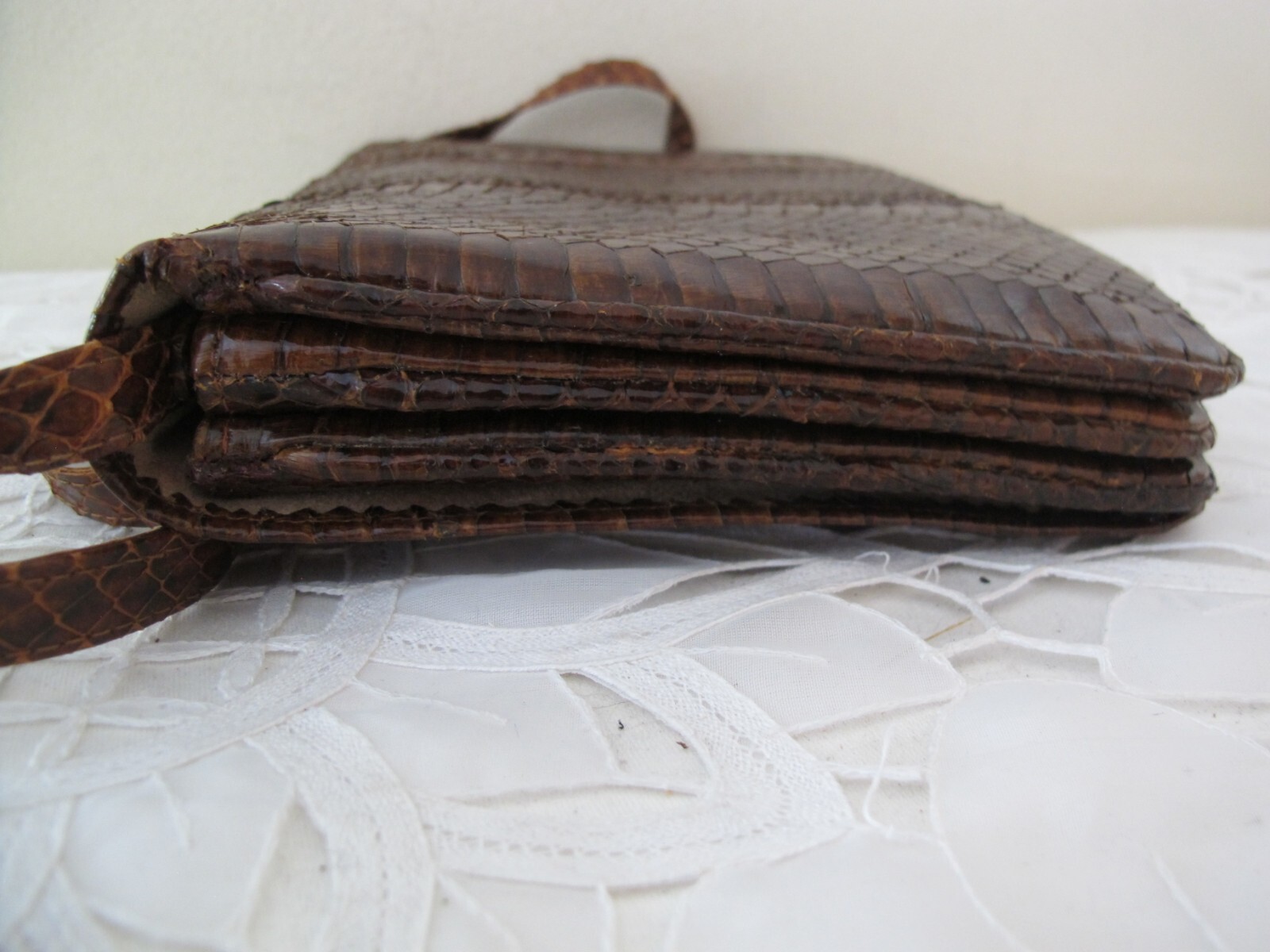 Genuine PYTHON Snakeskin Shoulder Bag Convertible… - image 3