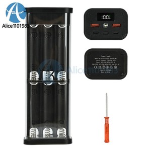 22.5W Cas de banque de puissance transparente 6/12-Cell 18650 Boîte à piles PD Kit de banque d'énergie