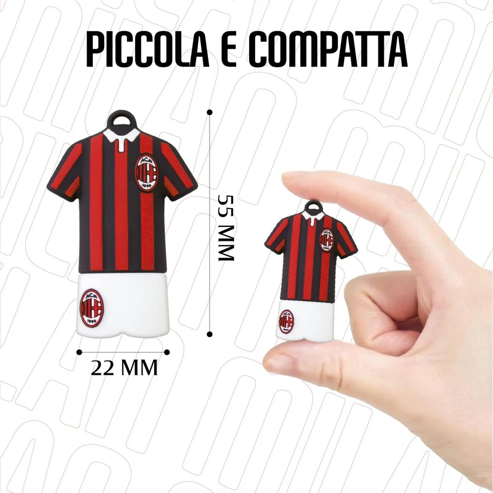 Chiavetta USB Milan | Pendrive USB 2.0 32 GB | Design Unico Calcio | Portachiavi - Immagine 4 di 4