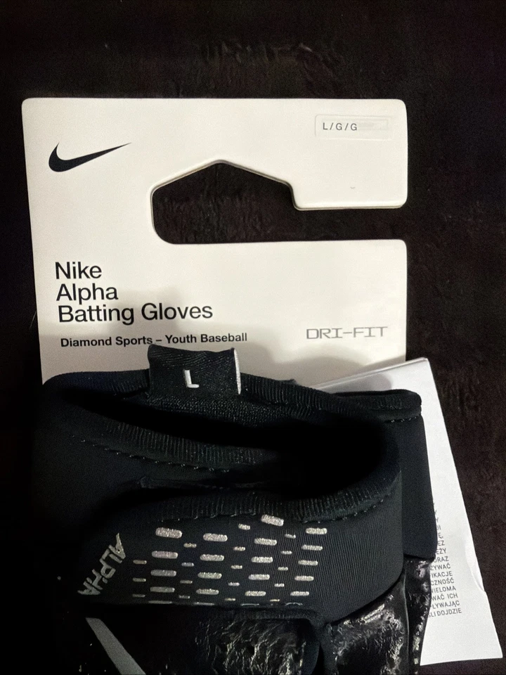Nike Alpha Batting Gloves, Diamond Sports- Youth Baseball.  Large, New. - Image 2 of 4
