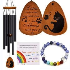 Cat Memorial Wind Chimes  Bracelet, Sympathy Gifts for Cat Lovers, 28 inches