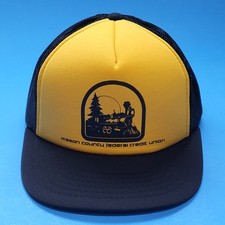 Mason County Iowa Federal Credit Union Vintage Snap back Hat Cap Black Mesh back
