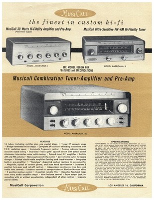 MusiCall Model 146 565 777 Inter-Com System AM Radio Amplifier Ad