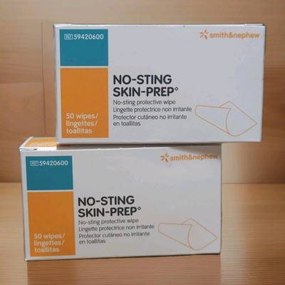 100 Ct - No-Sting Skin-Prep Protective Wipes [2 Boxes of 50] - Smith & Nephew