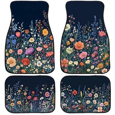 Wildflower Car Floor Mats Set of 4 Colorful Bloom Floral Field Universal Fit