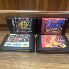 Vintage Sega Genesis Lot of 4 Games Ms Pac Man, Clue, Lion King, Aladdin