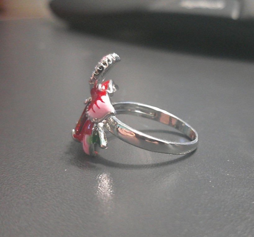 PRETTY FLOWER FLORAL STATEMENT RED RUBY SIMULATED… - image 5